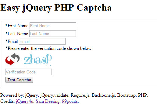  jQuery AJAX PHP Captcha 